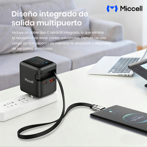 Cargador Miccell 70W GaN con USB-<span class=keywords><strong>C</strong></span>, <span class=keywords><strong>Cable</strong></span> de Carga Rápida, Adaptador de Pared y Pantalla Digital - Product Image 5