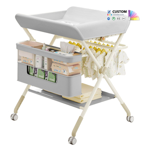 Station de soins pour bébé portable <span class=keywords><strong>avec</strong></span> <span class=keywords><strong>roulettes</strong></span>, grand panier de rangement, <span class=keywords><strong>baignoire</strong></span>, support de bain, <span class=keywords><strong>table</strong></span> <span class=keywords><strong>à</strong></span> <span class=keywords><strong>langer</strong></span> pour nouveau-nés et nourrissons - Product Image 2