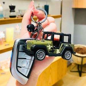Hot Selling Plastic Metal Keyring Schoolbag Pendant Car Keychain Mini Cartoon Camouflage Jeep <b>Model</b> Keychains - Product Image 5