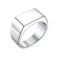 Benutzer definierte Logo Blank Classic HipHop Punk-Stil Geometric Square Einfache türkische vergoldete 925 Silber Herren Ring