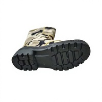 Bottes tactiques pour hommes, lacées, mi-mollet, dessus en toile, motif camouflage en caoutchouc, été, hiver, randonnée en plein air, entraînement