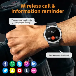 Herren Smartwatch 1,43 Zoll AM LED-Bildschirm Herzfrequenz-Schrittzähler Taschenlampe Edelstahlarmband Sport <span class=keywords><strong>Android</strong></span> Stoppuhr - Product Image 3