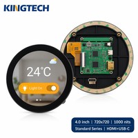 Kingtech - Módulo de Pantalla Táctil Redonda IPS de 4 Pulgadas, 720*720, 1000nit, Multipunto, para Raspberry Pi, Hogar Inteligente Industrial, Marco Abierto