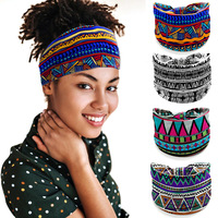 Bandeau élastique large bohème à imprimé ethnique africain, foulard de yoga, accessoires de mode pour cheveux pour femmes, vente en gros