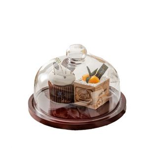 Plateau à gâteaux en verre anti-poussière avec couvercle, plat à collation, plateau à pâtisserie en verre transparent de haute qualité, plat à nourriture occidentale - Product Image 5