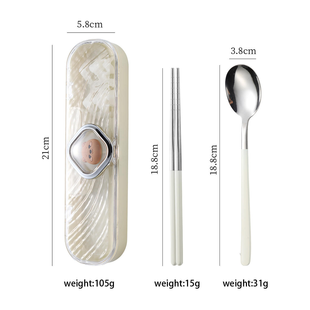 Cartoon Portable Two-Piece Dinnerware Set (White)