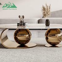 Table basse extensible Wayon, style moderne et luxueux, en acier inoxydable, grande et petite table d'appoint ronde pour salon
