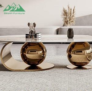 <span class=keywords><strong>Tavolino</strong></span> <span class=keywords><strong>da</strong></span> <span class=keywords><strong>Caffè</strong></span> Wayon di Lusso Moderno ed Estensibile, Arredamento per Soggiorno, Tavolo Rotondo Grande e Piccolo in Acciaio Inossidabile - Product Image 3