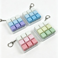9keys Acrylic Waterproof Lightweight Stress Relief Fidget Keyboard Keychain Toy with Cartoon Design