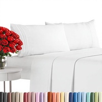 Ensemble de draps de lit de luxe pour hôtel, taille Queen, 4 pièces, respirant et rafraîchissant, poches profondes, extra doux, sans plis, certifié Oeko-Tex
