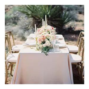 Toptan basit zarif düğün masa örtüleri beyaz düğün polyester masa örtüsü