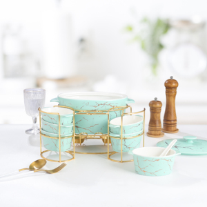 ชุดซุปพร้อมขาตั้งโลหะสีดำ14ชิ้น,ชุดซุปพอร์ซเลนพร้อมอุปกรณ์เพิ่มความอบอุ่น - Product Image 3