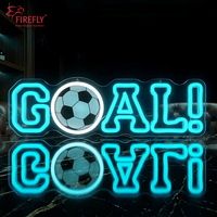 Enseigne néon LED USB personnalisable et dimmable 2026 pour décoration murale, motif football/soccer, signalisation de but