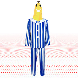 Costume de cosplay Sick Banana Man, bleu et blanc rayé, pour adulte, pour Halloween, carnaval, fête, jeu de rôle - Product Image 3