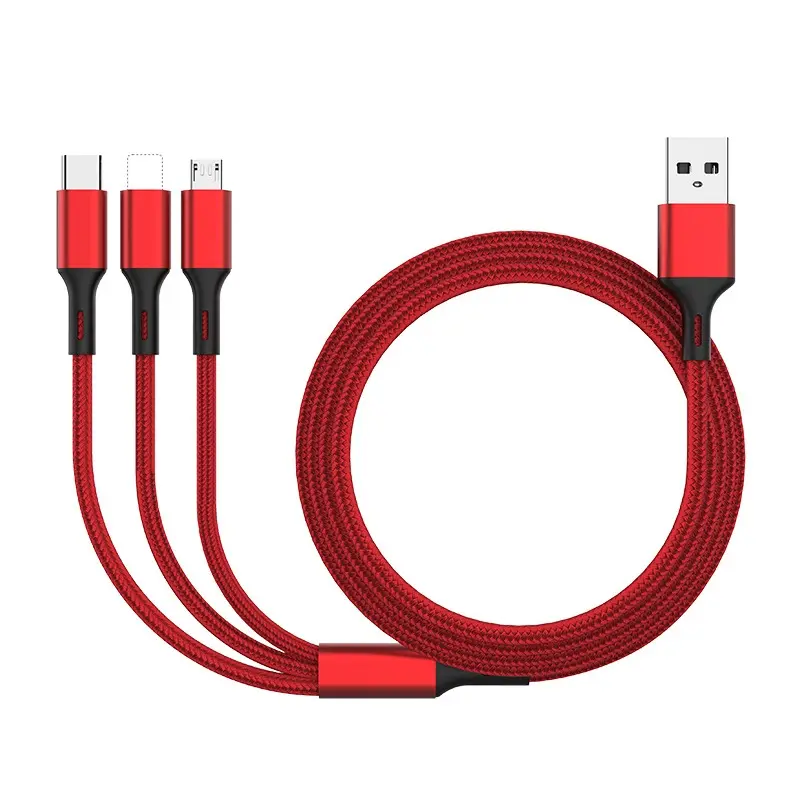 Opladen Kabel 3 In 1 Tpe Nylon Gevlochten 3in1 Kabel Aluminium Shell Multi Kleuren Usb Data Kabel