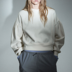 Sudadera con logotipo de algodón de lana para mujer, sudaderas para mujer, ropa de invierno, jersey de manga larga, sudadera sólida, Top corto, sudaderas con capucha - Product Image 3