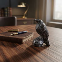 Hot Sale Home Decoration Carving Craft Natural Stone Crystal Crow Carving Yooperlite Raven Statue for Gifts