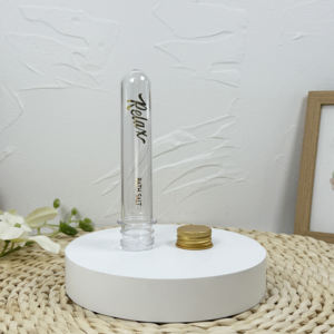 Tube à essai de cylindre en plastique transparent vide PET personnalisé avec couvercle - Product Image 3