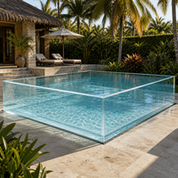 Panneau en PMMA coulé ultra-transparent sur mesure, épais, anti-UV, en acrylique, pour fenêtre de piscine à débordement d'hôtel ou de villa