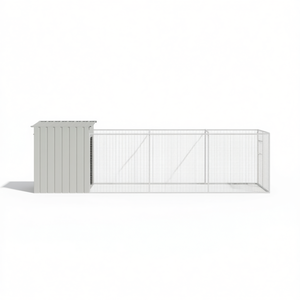 Casa para Perros de Acero Galvanizado Gris Claro con Corral 43.3x320.1x43.3 Casa para Mascotas de Exterior para Perros Grandes - Product Image 1