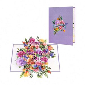 Nouvelle carte de vœux créative 3D pop-up pour la Fête des Mères 2026, cadeau fait main, bouquet de fleurs de carnation - Product Image 1
