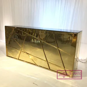 Popular gold stainless steel base glass top club used wedding metal cocktail bar table