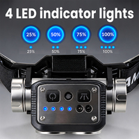 Lampu Kepala Sensor Gerak LED Ultra Terang 800 Lumens Dual LED Cahaya Putih Merah Tahan Air IPX4 Dapat Diputar 90 Derajat untuk Berkemah di Luar Ruangan.