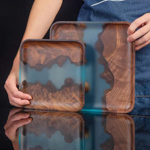 Nampan bulat <span class=keywords><strong>resin</strong></span> epoksi kenari hitam Mix nampan kayu soilid <span class=keywords><strong>resin</strong></span> Sungai Biru kitcehn piring makan persegi - Product Image 3