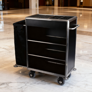 Chariot de ménage multifonctionnel de chambre d'amis de chariot de linge d'hôtel d'acier inoxydable - Product Image 1