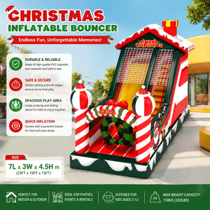 Toboggan gonflable sur le thème de Noël, <span class=keywords><strong>en</strong></span> PVC durable, pour enfants, facile à installer, pour 10 enfants, événements scolaires, carnavals, amusement <span class=keywords><strong>en</strong></span> plein air - Product Image 1