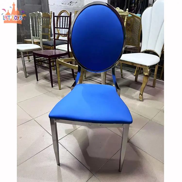 Sedie trono blu sedie reali con schienale ovale per banchetti di lusso per matrimoni