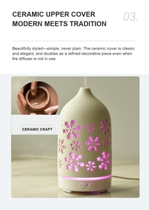 Diffuseur d'arômes en céramique, humidificateur à brume froide, veilleuse LED, aromathérapie de table pour la maison - Nouveauté en gros - Product Image 6