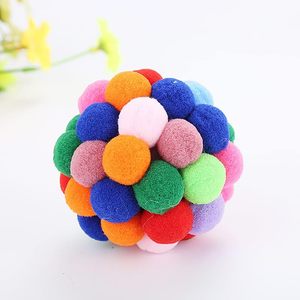 Jouets pour chats de haute qualité : bâtonnets de chat, balles élastiques avec clochettes, balles colorées en laine arc-en-ciel pour chats - Product Image 4