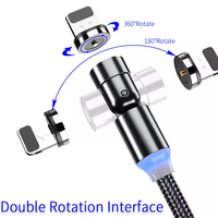 Câble de charge magnétique 3-en-1, rotation à 360° et 180°, chargeur USB rapide amovible avec Micro USB Type-C pour iOS, nylon, 1m