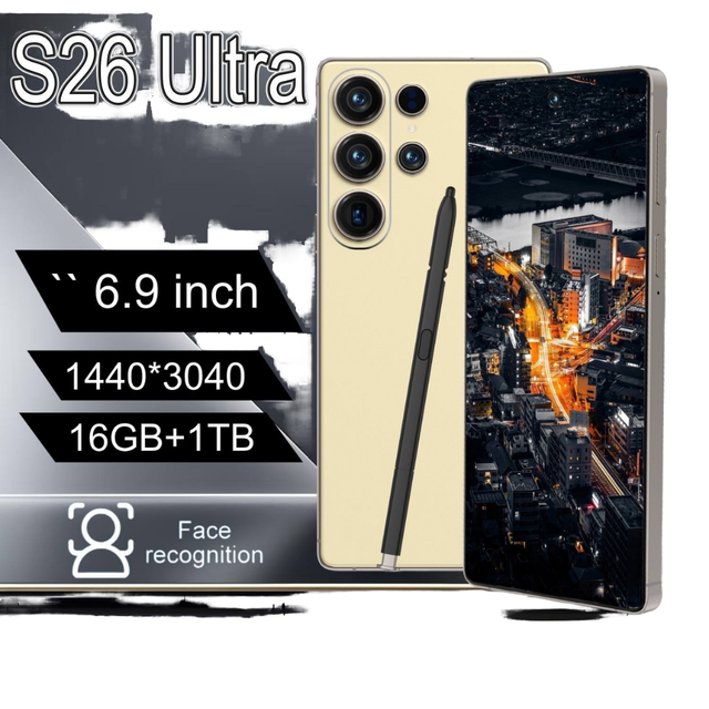 Best Selling S26 Ultra 5G Smart Phone Android 16GB+1TB Smart Phone Big Screen Gaming Cellphone