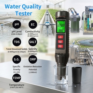 Testeur de qualité de l'eau professionnel 7-en-1 : <span class=keywords><strong>pH</strong></span>, EC, TDS, ORP, salinité, SG, température <span class=keywords><strong>pour</strong></span> aquariums, piscines et aquaculture - Product Image 1