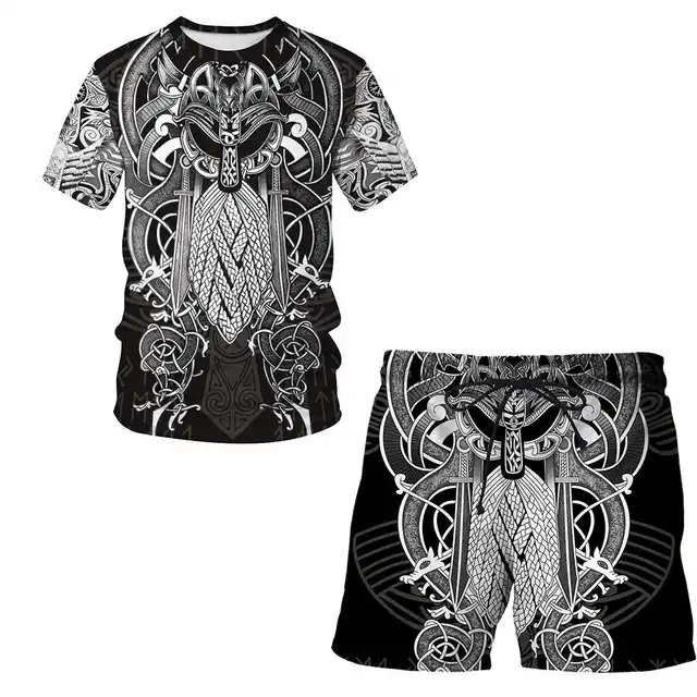  Men Odin 3D Tattoo Print Quick Drying Viking T-Shirt Short  Sleeve Tees,Black,3XL : Clothing, Shoes & Jewelry