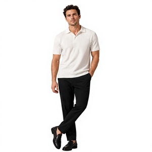 Camiseta Polo Blanca de Punto para Hombre, Manga Corta, Textura Acanalada, Suave, Informal, para Oficina, Proveedor OEM Personalizado, Venta al Por Mayor - Product Image 3