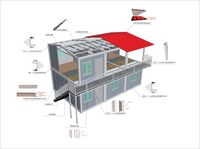 Maison de dortoir préfabriquée en conteneurs, bâtiment modulaire à deux étages avec escalier extérieur, pour hébergement de chantier et projets, avec espace de vie