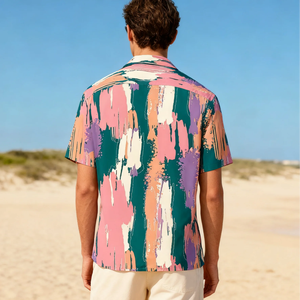 OEMカスタムコットンハワイアン半袖ボタンダウンシャツメンズヨーロッパアメリカサイズビーチメンズプリントシャツハワイ - Product Image 4