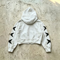 Fournisseur de choix : Sweat à capuche vintage avec strass, style streetwear hip-hop, anti-rétrécissement, effet vieilli, broderie de patchs de haute qualité