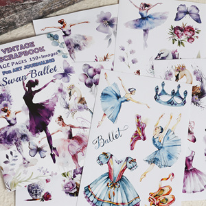 JAI IMAN 18 feuilles (150 + images) non auto-adhésif cygne Ballet Scrapbook papier ensemble bricolage Collage décoration livre pour artisanat d'art - Product Image 3