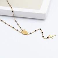 Chapelet Catholique en Acier Inoxydable Plaqué Or 18K, Bijou Religieux Chrétien, Collier Croix Totem, Cadeau d'Église
