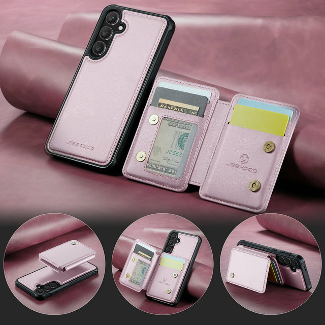 New Product 2025 Wireless Leather Phone Case for Samsung S25 Ultra S24 FE S23 S22 S21 Wallet Flip 2 in 1 Detachable Cards Cover