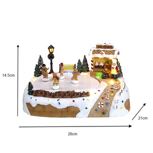 Lumière LED animée Gingerbread Man Skating Scene Festive Christmas Village Decoration and Craft Festival Gift and House Decor - Product Image 1