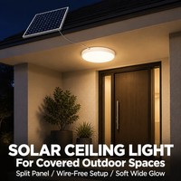 Lampu Gantung Tenaga Surya 300W dengan Timer Remote Dusk to Dawn untuk Penerangan Luar Ruangan Gazebo, Halaman, dan Kanopi dengan Panel Mono