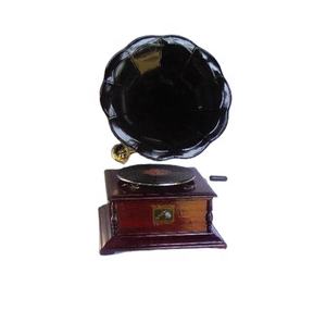 Gramophone de haute qualité avec base en bois et corne en laiton décor à la maison réplique Antique Gramophone pour la décoration - Product Image 1