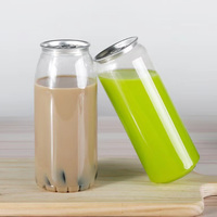 Boîtes en PET jetables, emballage alimentaire pour sodas, jus, boissons énergisantes et thé au lait, boîtes de boissons transparentes avec bouchon à clip en aluminium