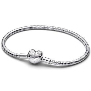 HaYa Pulsera de Plata de Ley 925 Bañada en Platino con Dijes de Amor, Sol y Diamante Brillante, Colgantes de Cuentas DIY y Biselados de Moda - Product Image 3