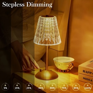 Built-in Battery Crystal Rechargeable <b>LED</b> Table Lamp Gold Bedside Desk <b>Light</b> - Product Image 4